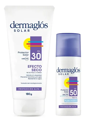 Kit Dermaglós Protector Solar Facial Fluido + Efecto Seco