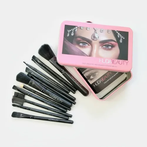 Set 12 Brochas Maquillaje Con Estuche Lata Huda Beauty Brush