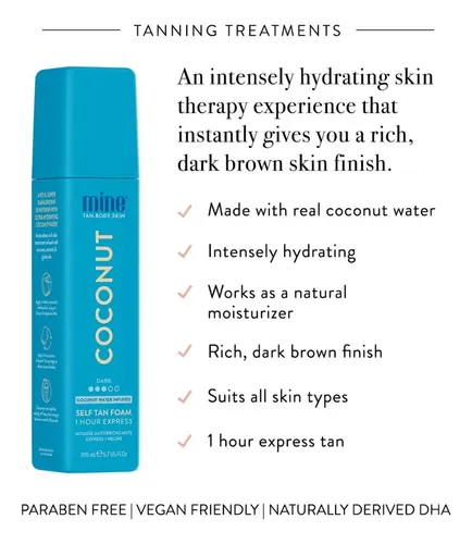 Espuma Autobronceadora Minetan, Agua De Coco, 200 Ml, Para P