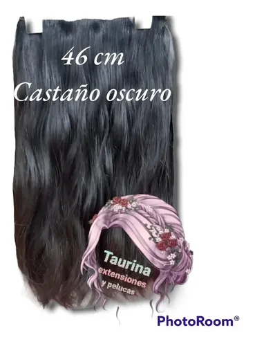Cortina Natural 46 Cm Largo Con Vincha+micropeinetas Color Castaño Oscuro