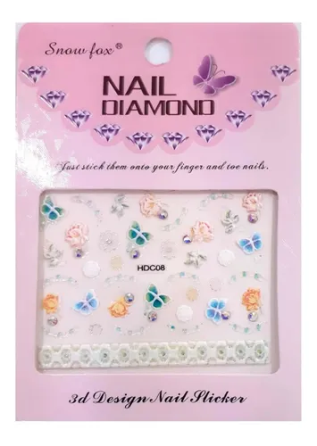Sticker Para Uñas Diamond 3d Manicura Pack 10 Planchas