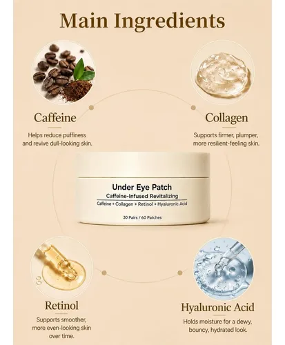Parche Ojos Gold 24k Caffeine Collagen Con Ácido