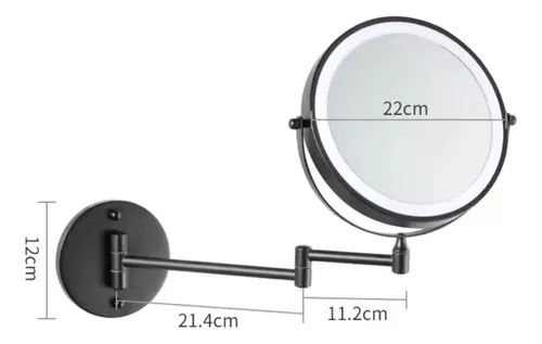 Espejo De Baño 10x Luz Led Articulado Para Pared Usb Doble