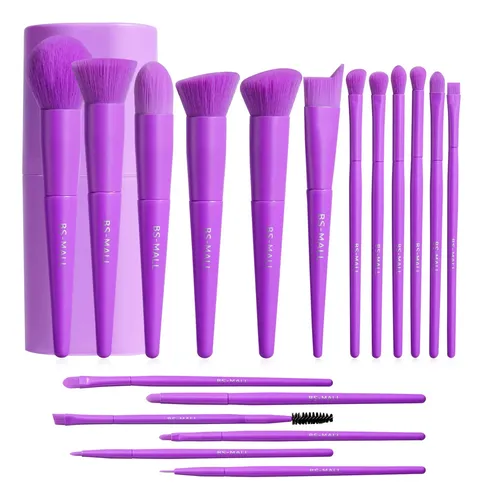 Set De Brochas De Maquillaje Bs-mall 18 Unidades Morado
