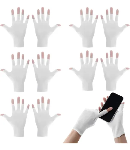 Guantes Sin Dedos Blancos De Algodón Para Piel Seca Y Eczem