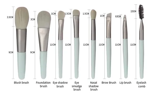 Set 8 Brochas De Maquillaje Con Estuche Tei