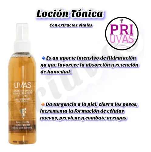Loción Tónica Con Extractos Vitales Uvas Cosmeticos 200ml