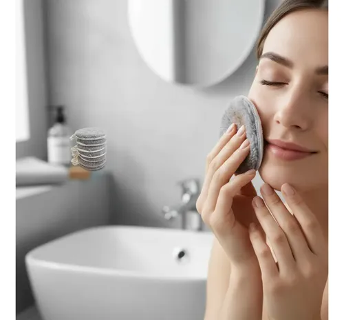 Pad Desmaquillante Facial Toalla Microfibra Lavable X25 Gris