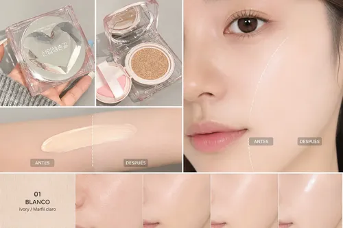 Base Cushion Bb Cream Corazón Spf50+ Pa++++ Cobertura Ligera