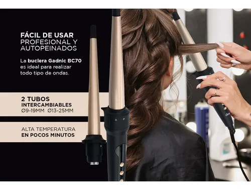 Buclera Rizador De Pelo Rulos Bucleador Gadnic Profesional Color Negro