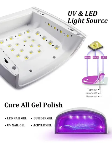 Lámpara Uv Led Secado Gel Profesional Inalámbrica Blanca