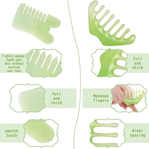 Juego De Peines Jade Gua Sha De 2 Piezas