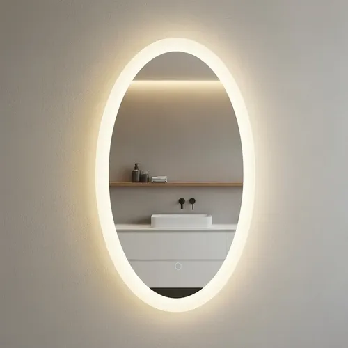 Espejo Led Ovalado Tactil Touch 14w Calido 40x60cm Dabor