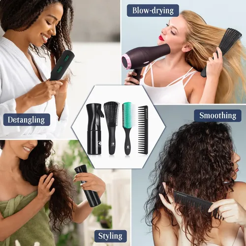 Set De Cepillos Para Cabello Brushzoo Desenredante Con Spray