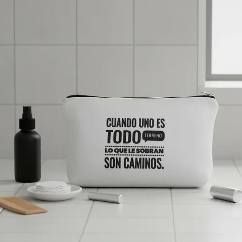 Neceser De Lona Estampada 21×14 Organizador Viaje Maquillaje Todo Terreno