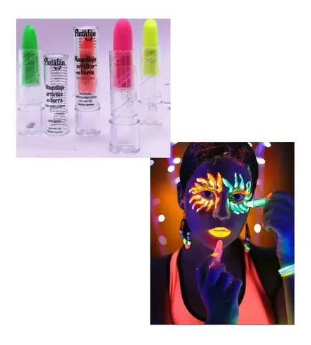 Set X 4 Maquillaje Artistico Barra Labial Cuerpo Rostro Fluo