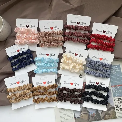 Set De 3 Scrunchies De Seda Para Cabello De Mujer