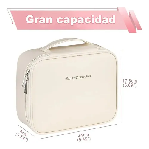 Bolso Organizador Maquillaje Neceser Simil Cuero Colores