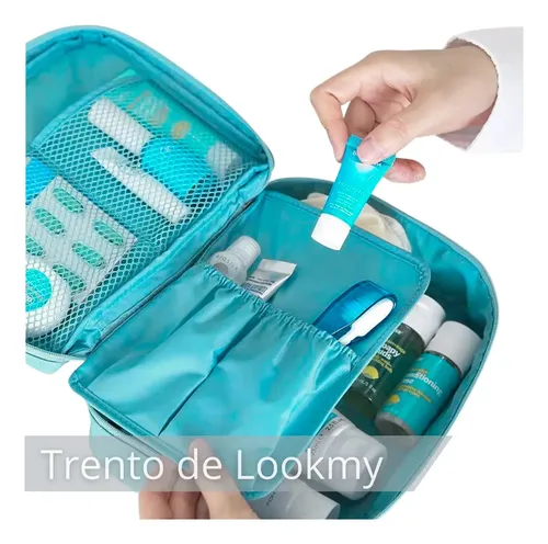Neceser Lookmy porta cosmético celeste | necessaire viaje mujer hombre | organizador valija y cartera | porta maquillaje impermeable e interior lavable | ideal maleta, oficina, gym, avión