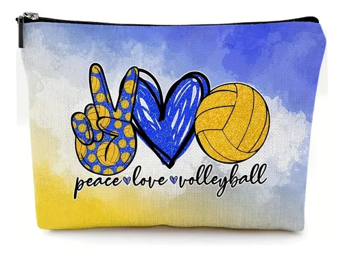 Bolsa De Maquillaje De Lona Para Voleibol Peace Love, De Via Bb566