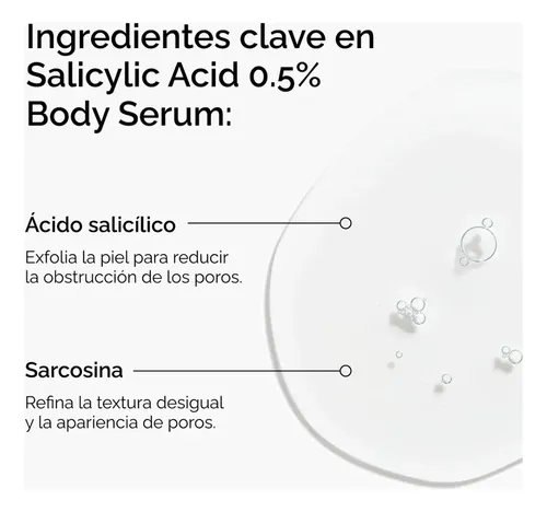 Salicylic Acid 0.5% Body Serum The Ordinary Suero Corporal Exfoliante con Ácido Salicílico Exfoliante corporal para piel con tendencia a los brotes 240mL