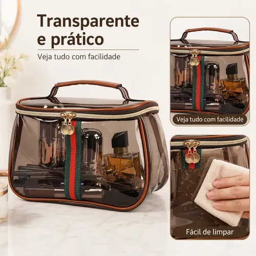 Bolsa De Maquillaje Transparente Grande Neceser De Viaje