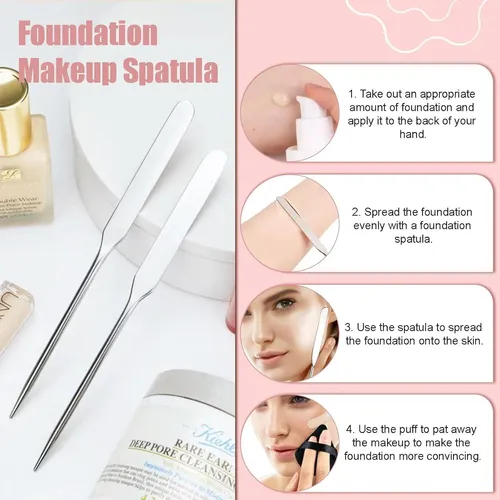 Set De 4 Espátulas De Maquillaje Inoxidable