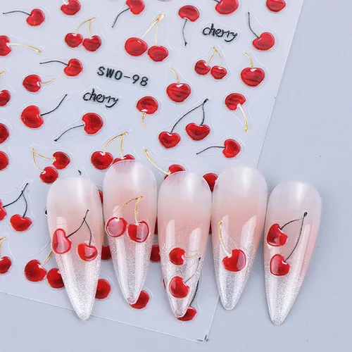 Pegatinas De Uñas Con Estampado De Gelatina De Cereza