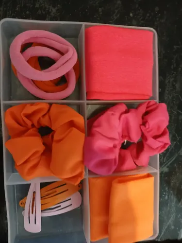 Box De Accesorios Para El Pelo Para Nenas Y Mujeres Color Naranja Y Fucsia