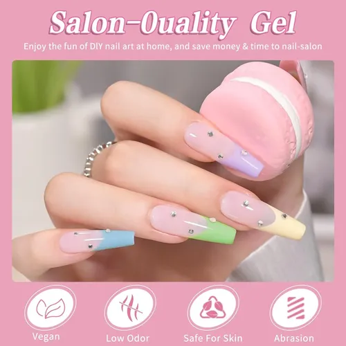 Conjunto De Esmalte En Gel Jr Macaron 9 Piezas Para Uñas