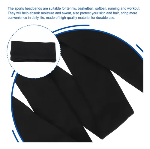 3 Diademas Deportivas Para El Pelo, Corbata De Tenis, Diadem Negro One Size