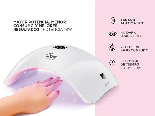 Cabina de uñas care by Gadnic 18w lampara y kit completo blanco semipermanentes gel manos pies