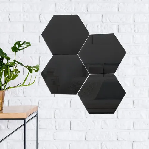 12 Piezas De Espejo De Pared Acrílico En Forma Hexagonal