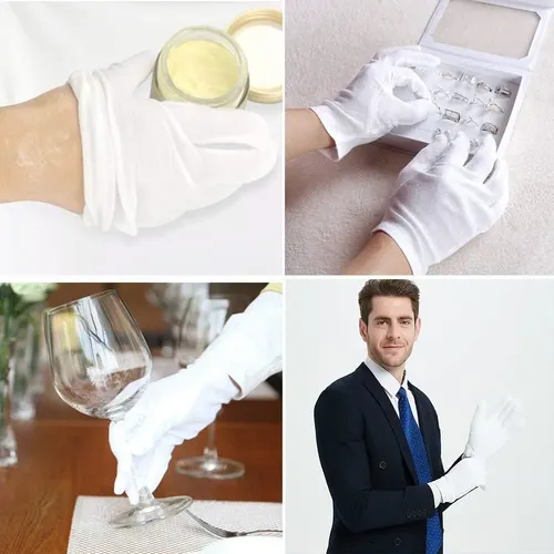 Guantes Algodón Blancos Hidratantes 12 Pares