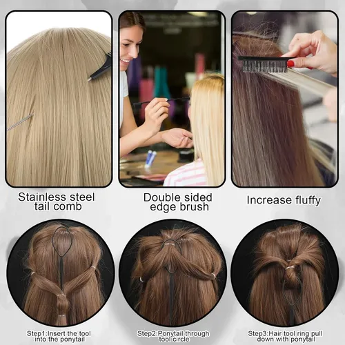 For 10 Kit Peines Regadera Pinzas De Cabello For Rizos Negro