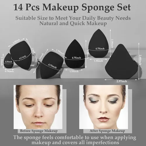 14 Pcs Makeup Sponge Set, Beauty Sponges Blender With 4 P…