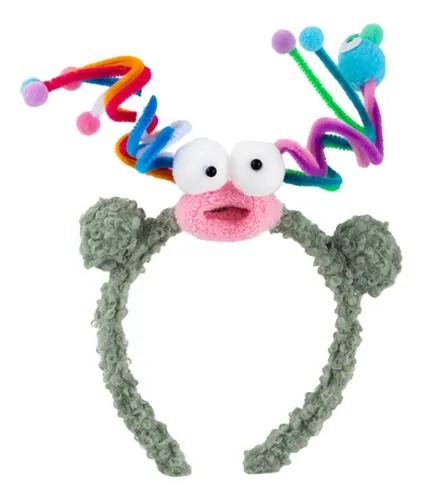 Diadema Verde Con Peluche Para Cabello Con Aros Y Monstruo