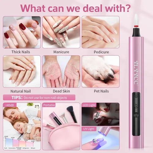 Lima Eléctrica Inalámbrica Ylyycc Para Taladro De Uñas Con L