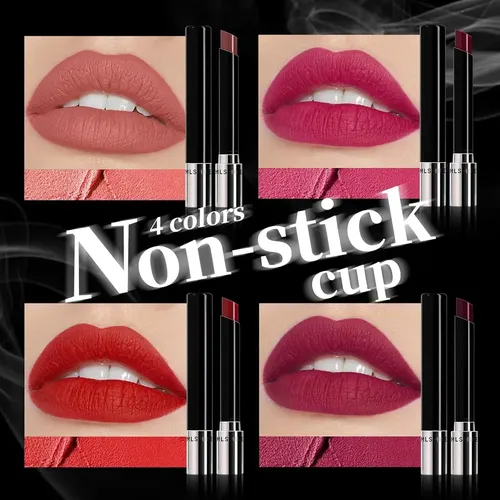 Set 4 Labiames Little Smoke Lipstick Velvet Matte – Mlsmile Color 4 Tonos
