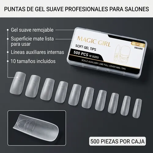 Tips Para Uñas Soft Gel Forma Cuadrada Mate 500 Unidades