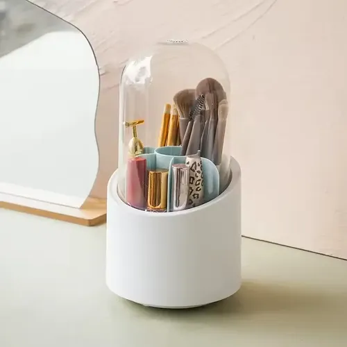 Porta Brochas Celeste Giratorio 360 Organizador Capsula Maquillaje Veoquiero