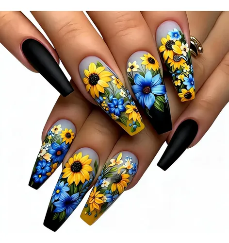 Uñas Postizas Prensadas Extralargas Estilo Ataúd Con