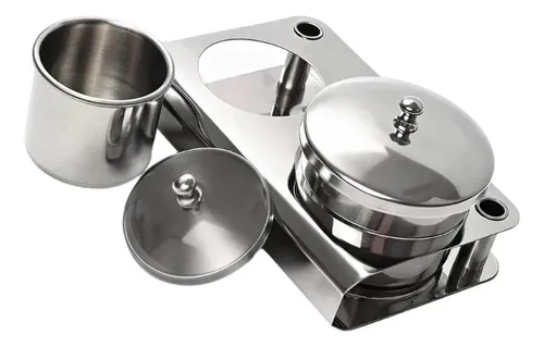 Vaso De Brocha De Acero Inoxidable Con Tapa Para Líquido Par