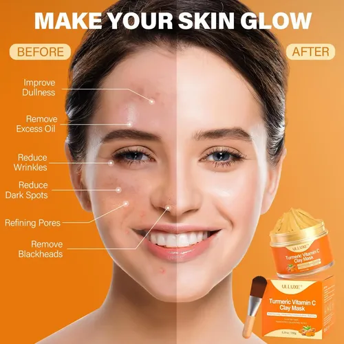 Kit De Mascarilla Facial Vegana Ulluxe Con Cúrcuma Y
