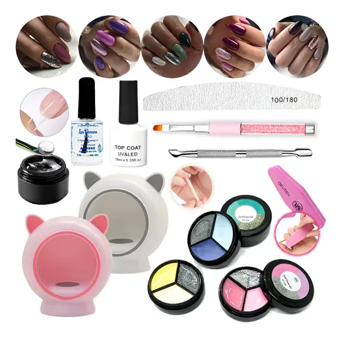 Uñas Postizas Press On Tips Soft Gel Coffin Pegamento Solido