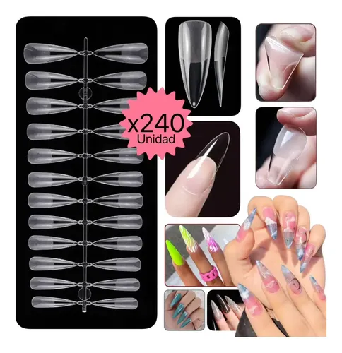 240 Tips Clear Uñas Postizas Profesional Press On Manicuria