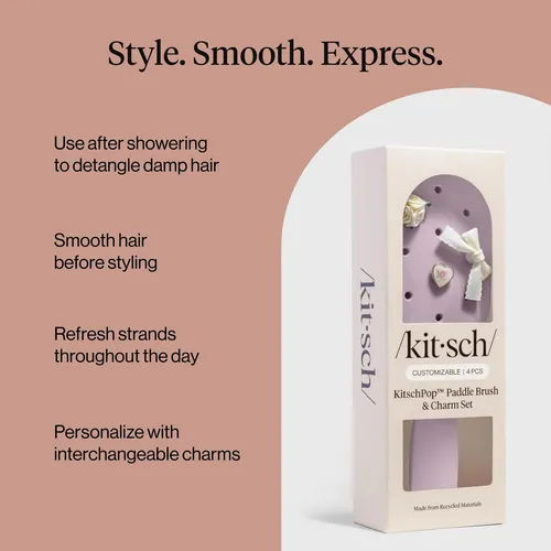 Cepillo De Pelo Kitsch Paddle Para Mujer, Cepillo Desenredan Violeta