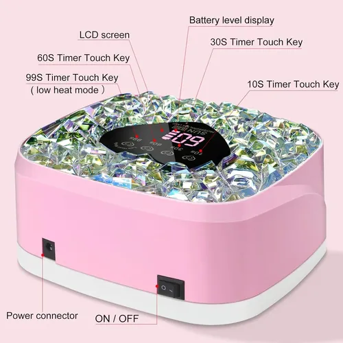 Lámpara Uv Led Para Uñas Rosa Con 4 Temporizadores Y Guant