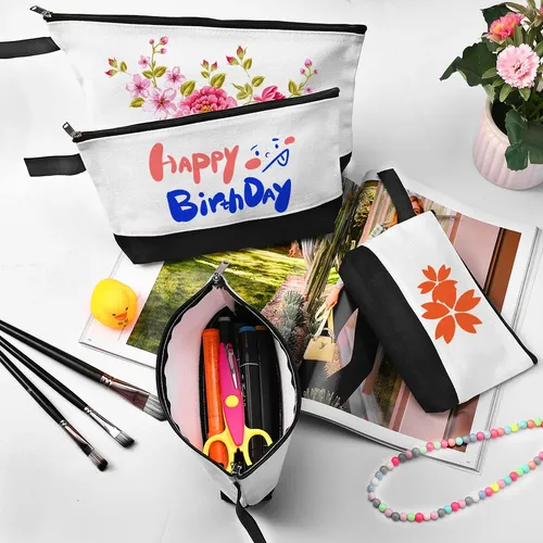Bolsa De Maquillaje Sinzip De Lona De Algodón, 10 Piezas, Bl