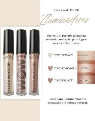 Iluminador Liquido Facial Amodil Golden/bronze/rosa Gold